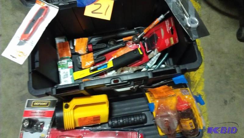 lot 21 image: All Hand Tools, Wrenches and misc in tool box...