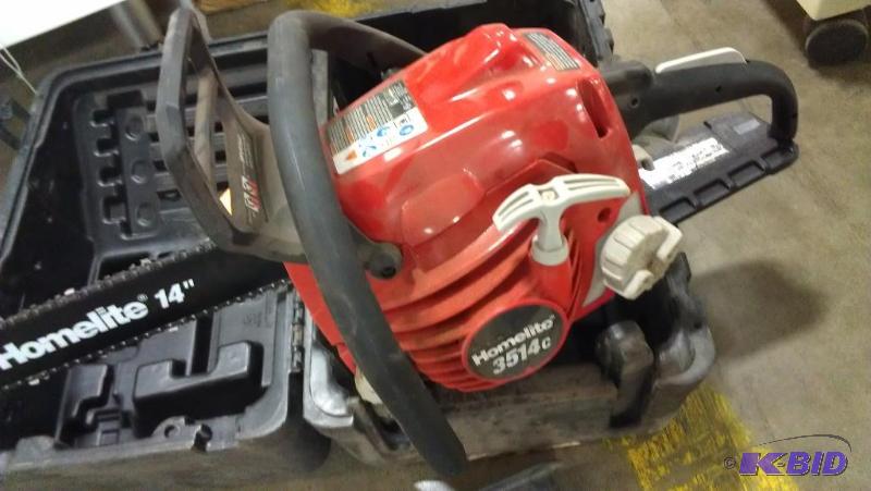 lot 9 image: Homelite Chain Saw. Appears used. Untested. H...