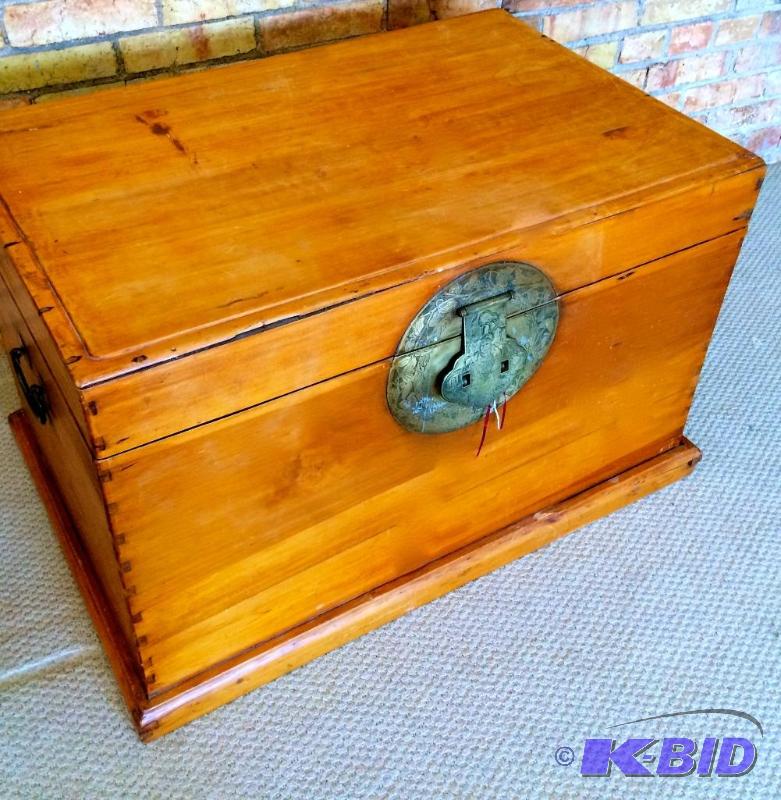 lot 19 image: late 17th Century Chinese Camphor Wedding Chest