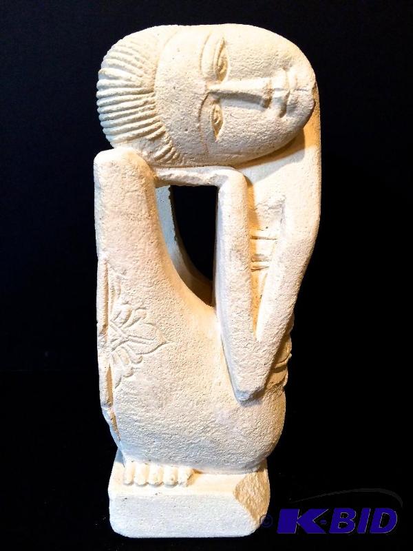 lot 9 image: Unbelievable white asian statue Cubist Style Carved Woman