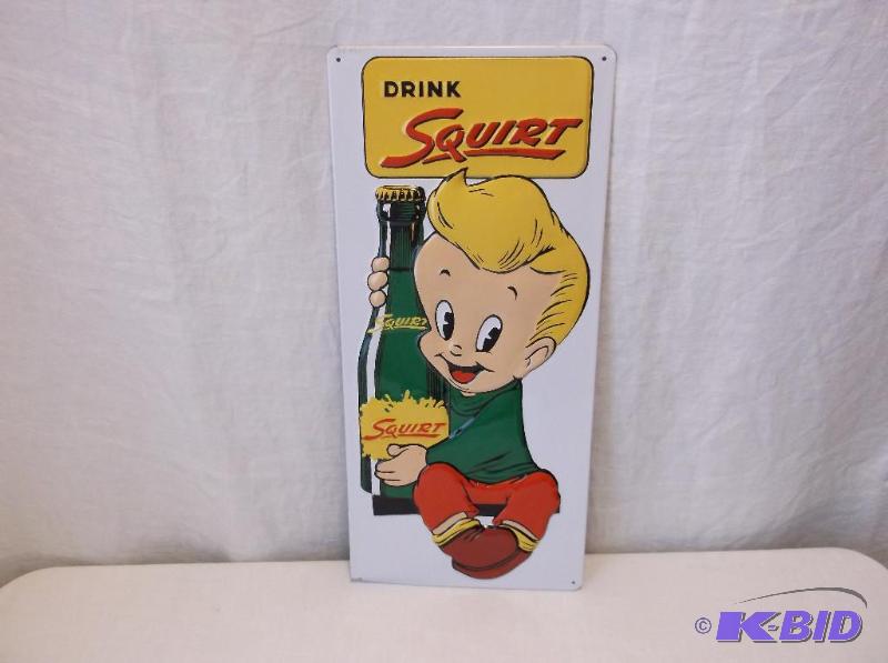 lot 38 image: Collectable embossed metal Squirt sign measur...
