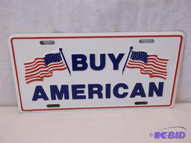lot 42 image: Collectable embossed license plate sign....