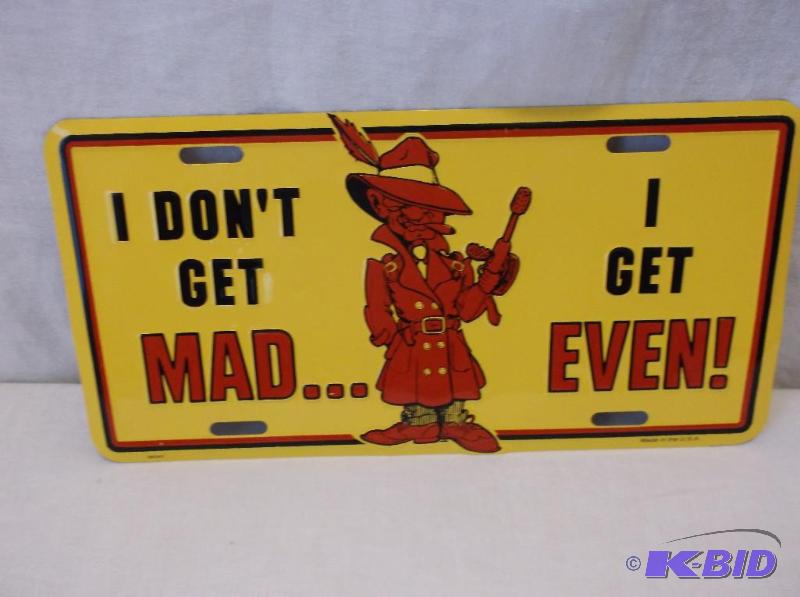 lot 47 image: Collectable embossed license plate sign....