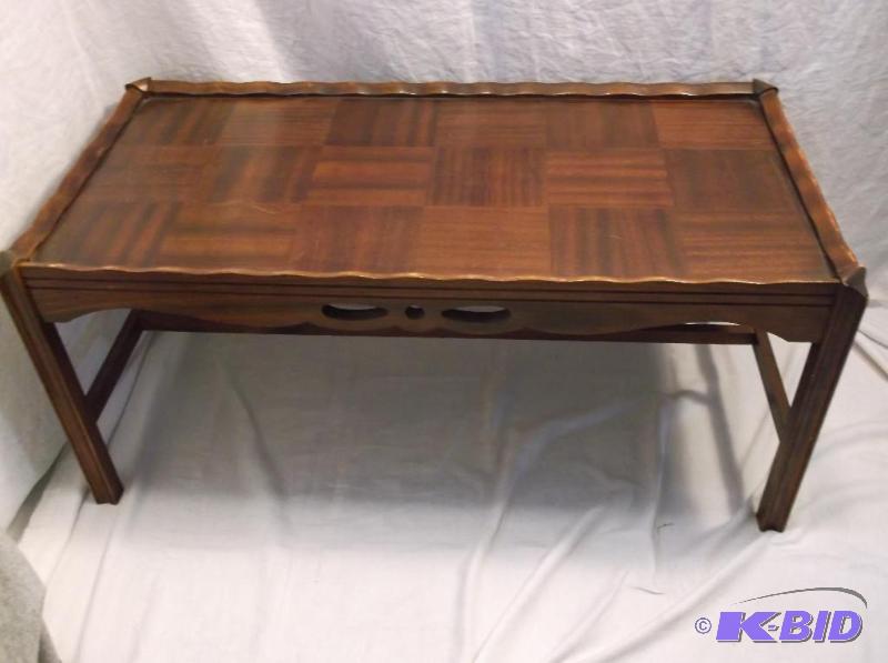 lot 58 image: Vintage solid wood cherry finish coffee table...