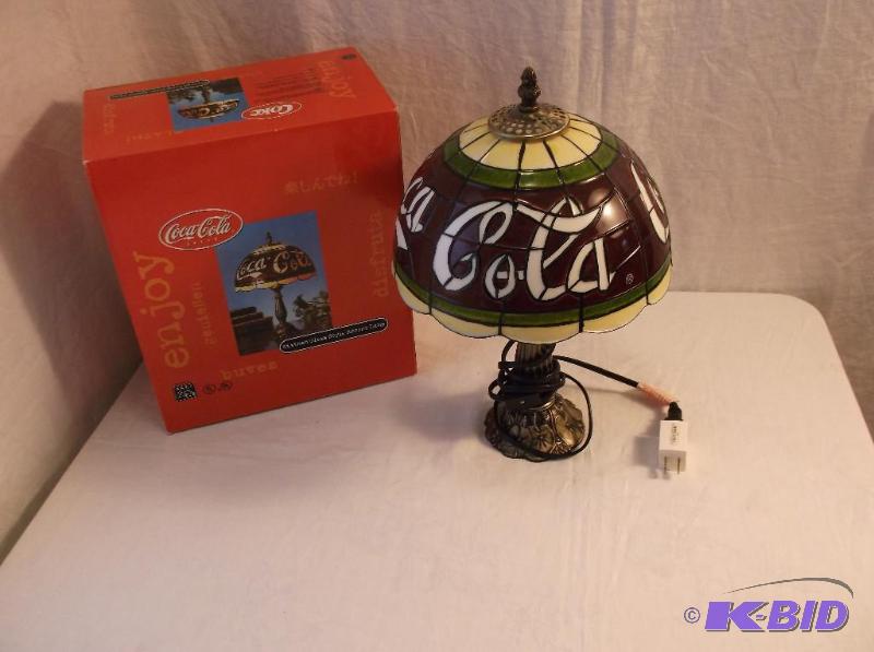lot 60 image: Collectable Coca Cola stained glass style acc...