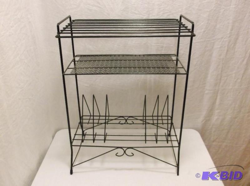 lot 70 image: Vintage metal record stand measuring 14"...