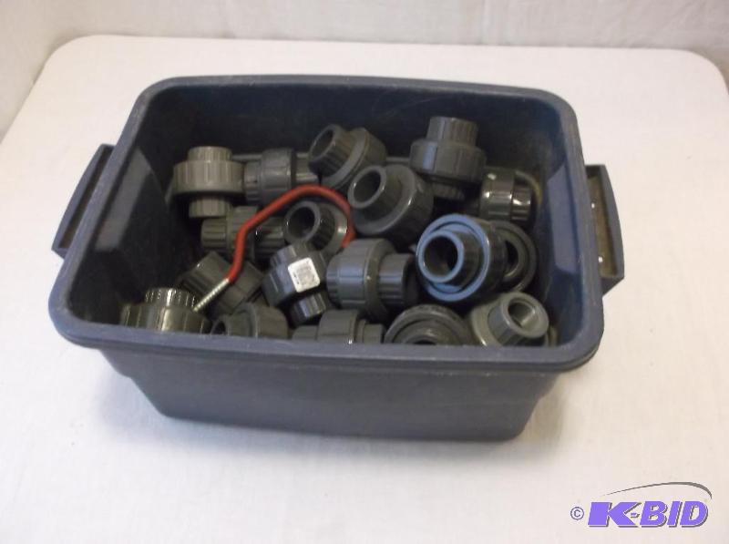 lot 88 image: Bin full of pvc connectors all appear new....