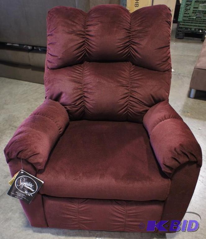 New Ashley Signature Burgundy Cloth Rocker Re...