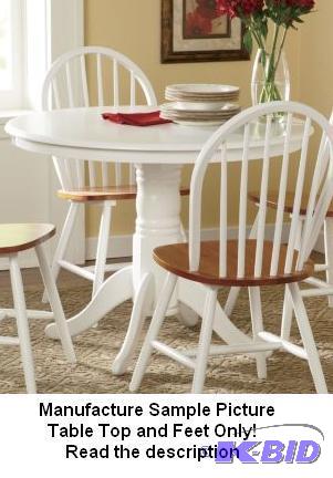 lot 116 image: White Round Table Top and Feet - Top and Feet...