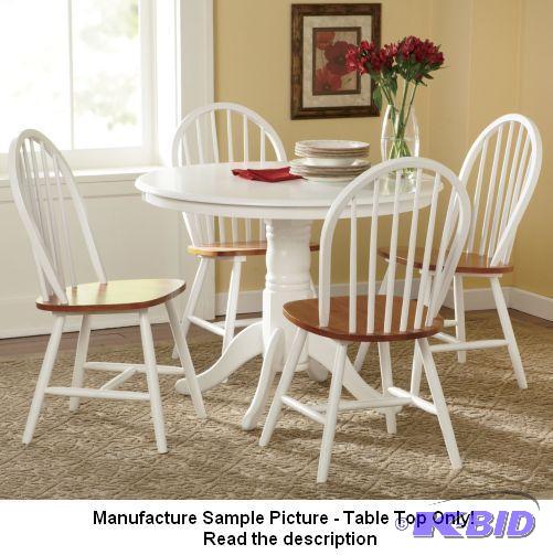 lot 138 image: White Solid Wood Pedestal Table Top - Top Onl...