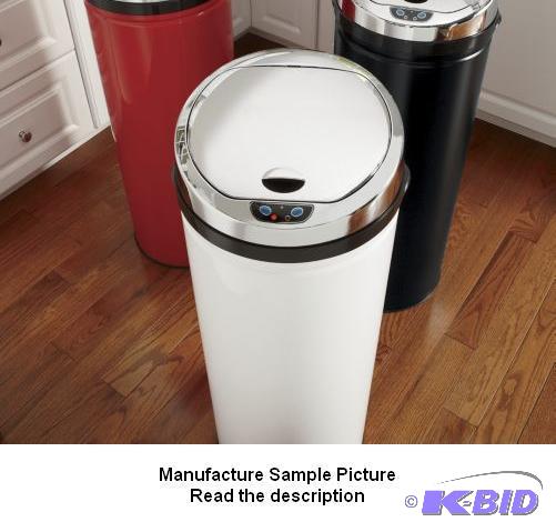 lot 3 image: Large Automatic Lift Trash Bin - White - With...