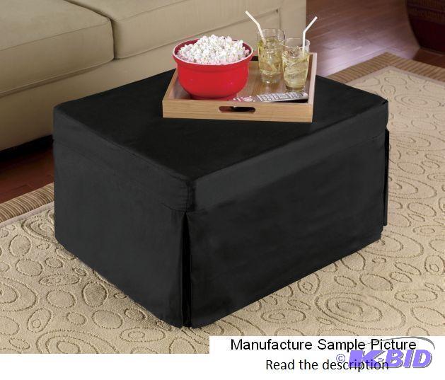 lot 91 image: Folding Sleeper Ottoman - Has black slip cove...