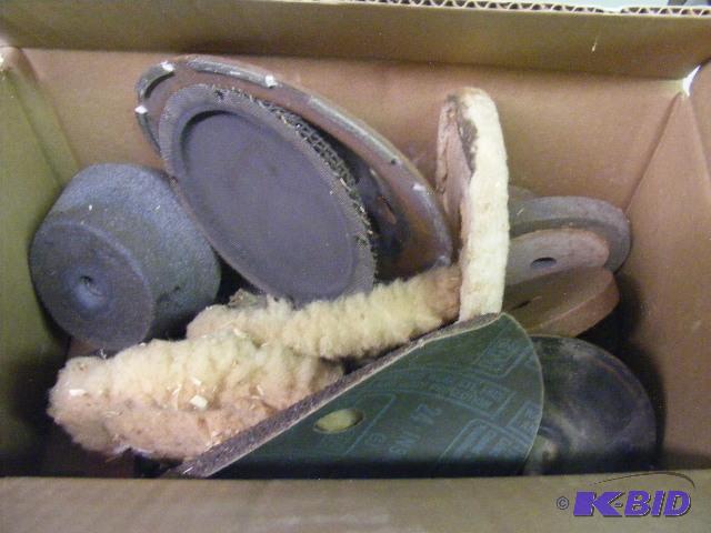 lot 79 image: box of scrubbers, buffers, sanding discs, and...