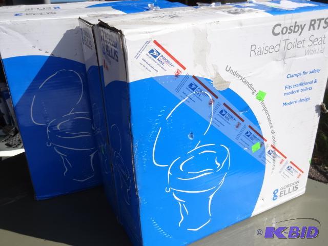 lot 105 image: Qty 4 Cosby RTS raised toilet seat with lid. ...