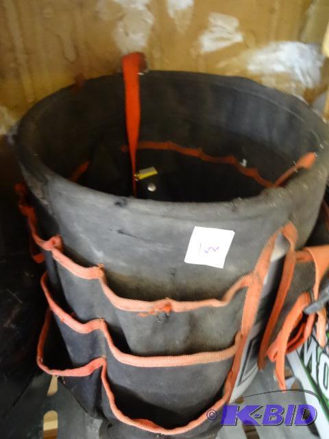 lot 166 image: Tool bucket with hand tacker and chalk line....