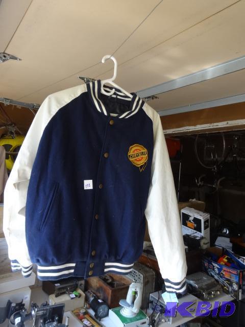 lot 172 image: Chrysler wool and poly vinyl jacket. Size med...
