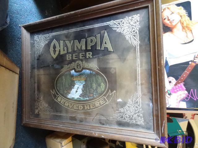 lot 207 image: Olympia beer mirror. 27 x 21...