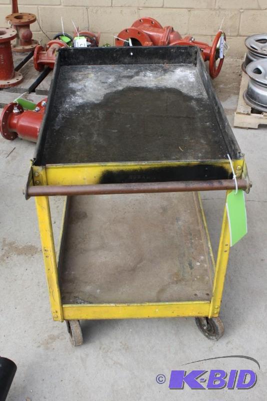 lot 335 image: Cart on wheels metal two shelves 38" ...