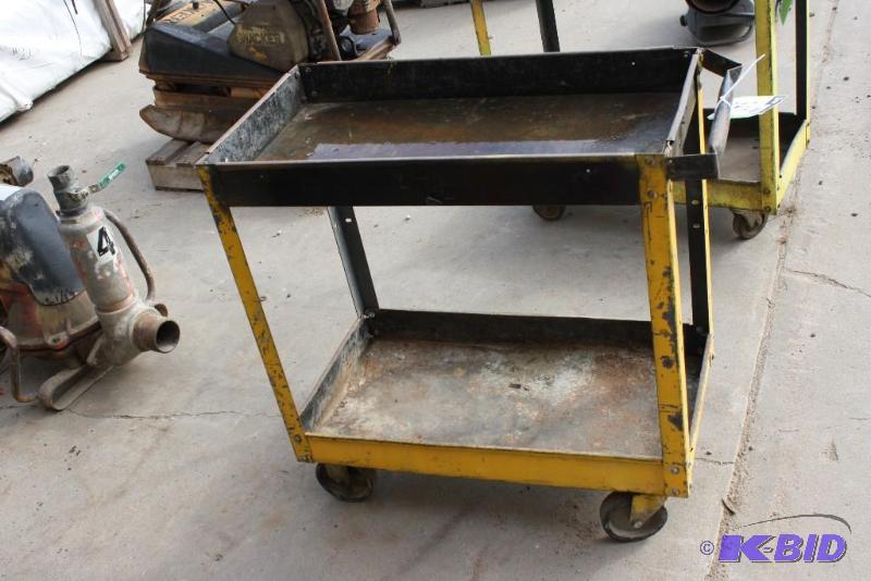 lot 342 image: Cart on wheels metal two shelves 33" ...