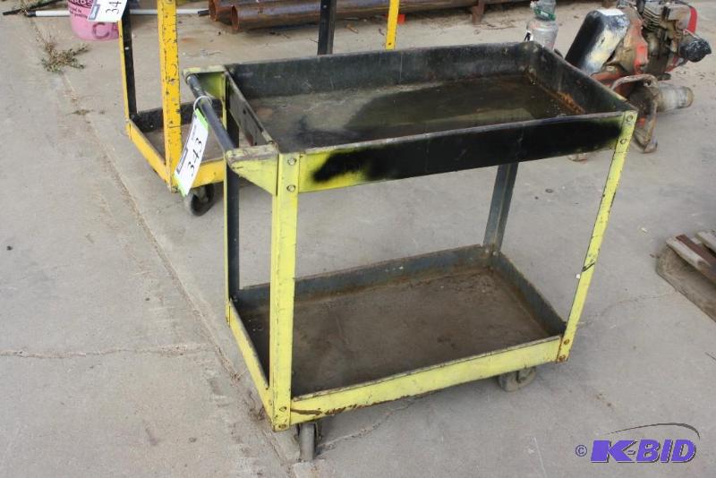 lot 343 image: Cart on wheels metal two shelves 33" ...