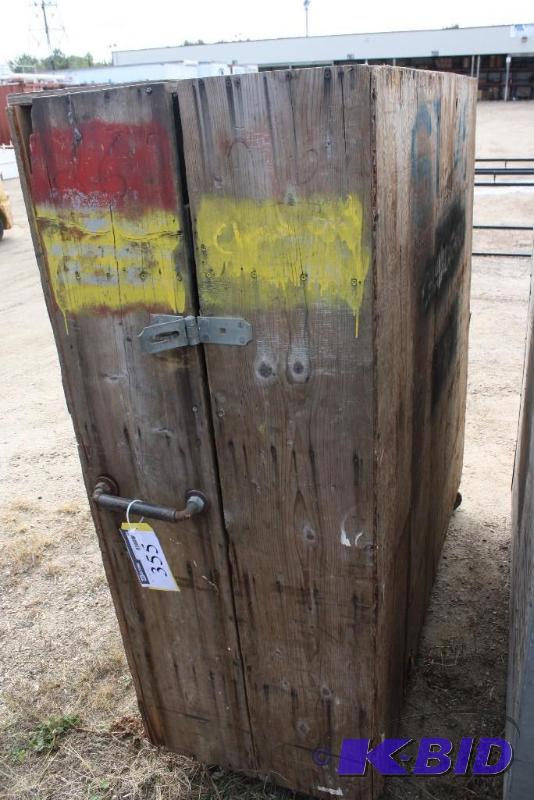 lot 355 image: Wooden Storage Unit on Wheels Opens to 25 St...