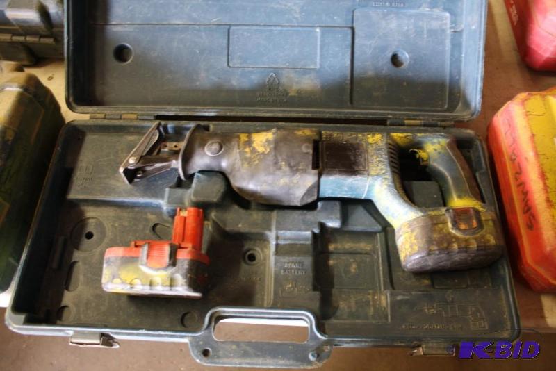 lot 421 image: Bosch Cordless Sawz-All Yellow Includes cas...
