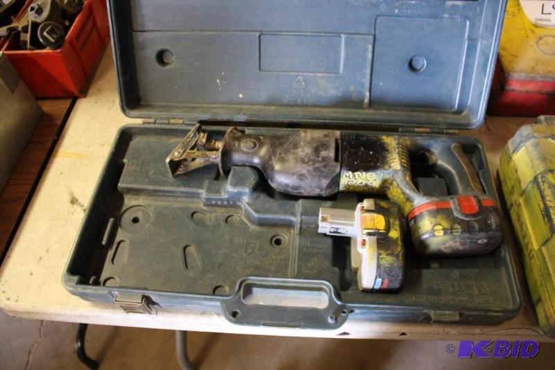 lot 422 image: Bosch Cordless Sawz-All Yellow Includes cas...