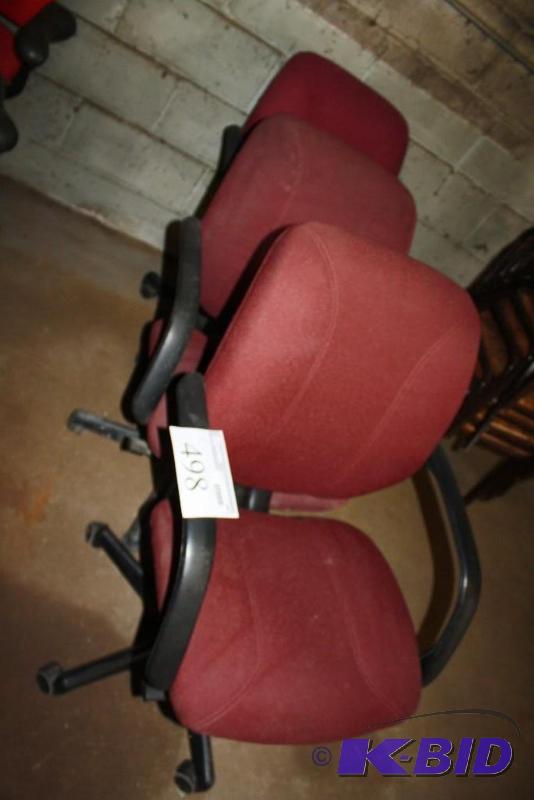 lot 498 image: Lot of (3) office chairs on wheels arm rests...