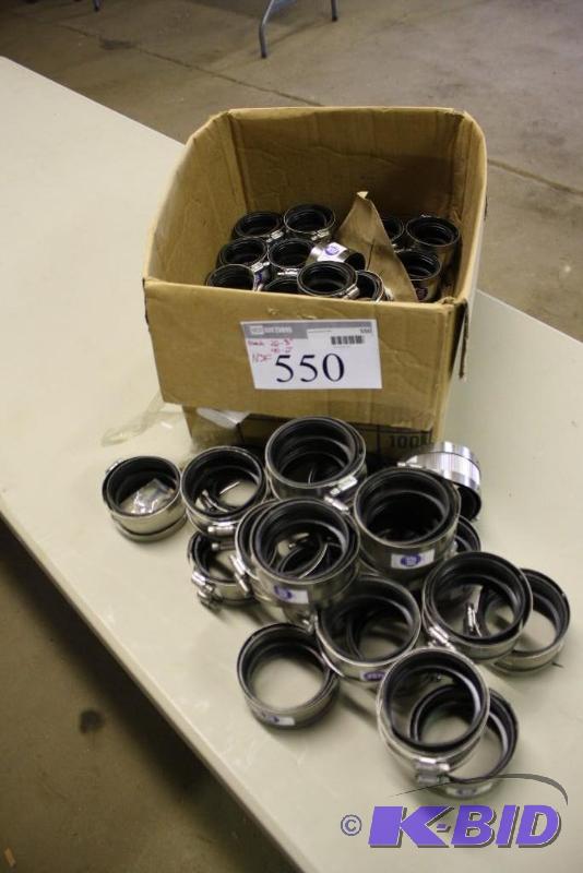 lot 550 image: Box of Rubber Grommet Pipe Adapters wMetal F...