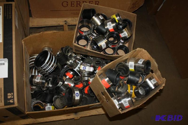lot 551 image: Box of Rubber Grommet Pipe Adapters wMetal F...