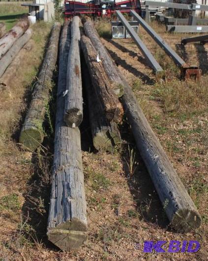 Lot of (7) Wooden Utility Poles Base Diamete...