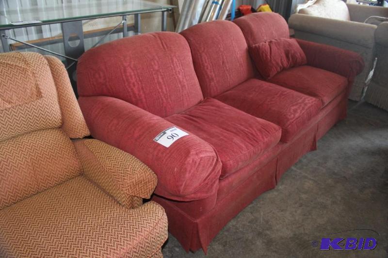 3-Seat Couch Red Cloth 96&quot length....