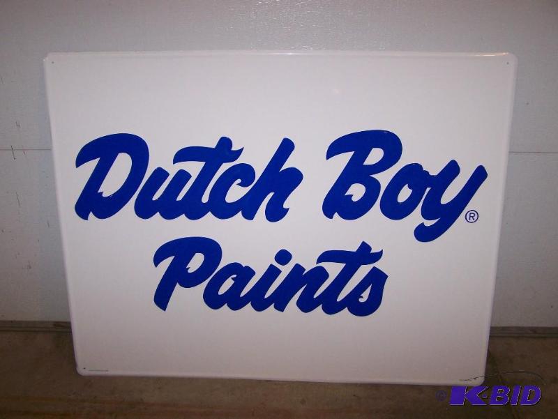 lot 10 image: Vintage Dutch Boy metal paint sign