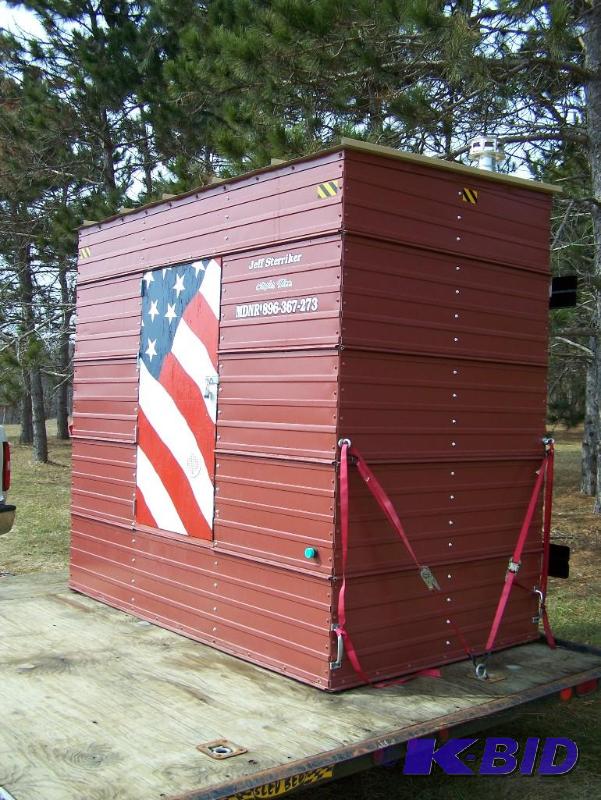 lot 2 image: Custom fish house with tin exterior