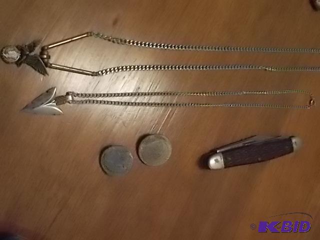 2-Mens Neck Chains (1-Eagle Holding Coin, 1-...