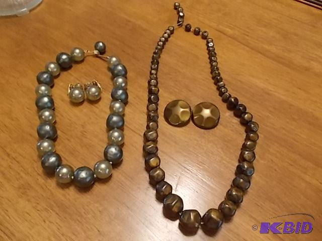 2-Vintage Necklace &amp Clip Earring Sets...