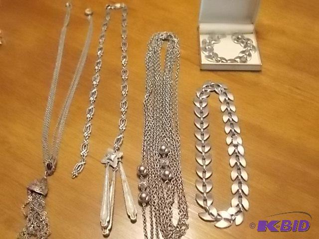 Silvertone Necklace With Matching Bracelet, 3...