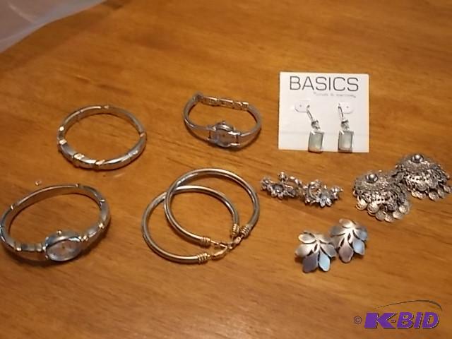 Lot Of Silvertone Jewelry 2-Watches, 2-Pair ...
