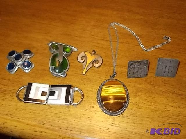 2-Hand Crafted Pins, Polished Rock Pendant, C...