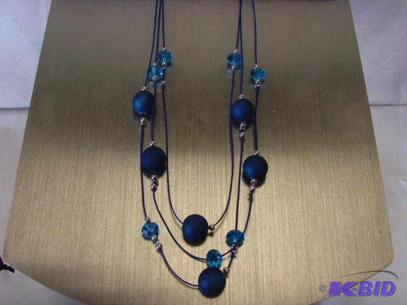 Denim Bead Crystal Necklace