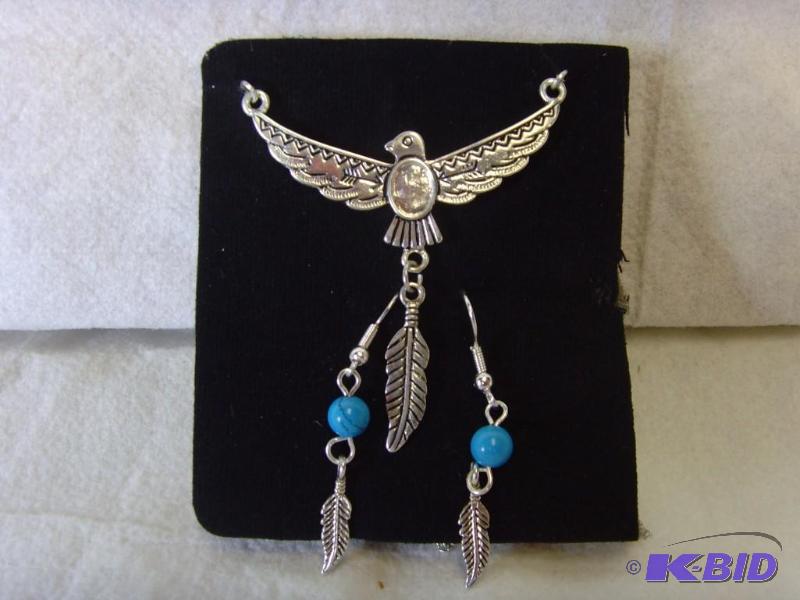 Native Style Eagle Silver Tone Set