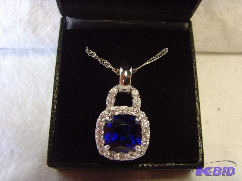Platinum Plated Sapphire Necklace