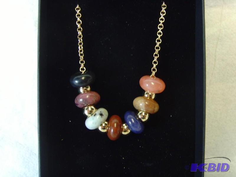Multi Gem Hoop Necklace