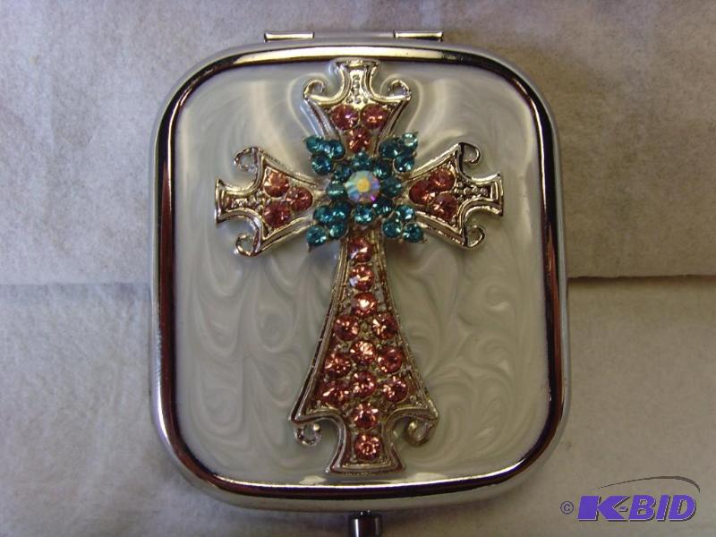 Crystal Cross Locket Mirror