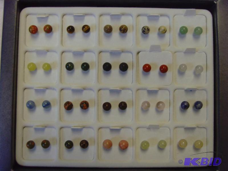 Pearl Style Multi Gem Earring Set