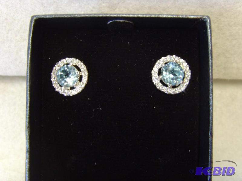 Blue Gem Crystal Stud Earrings