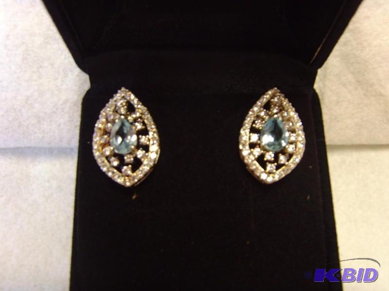Sky Blue Crystal Tear Drop Earrings