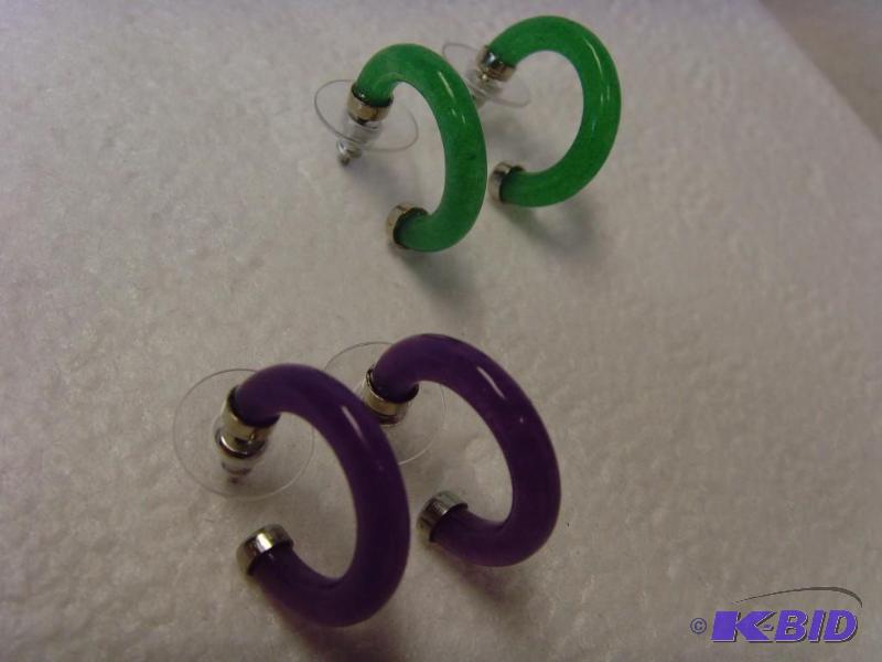 Colorful Jade Hoop Earrings