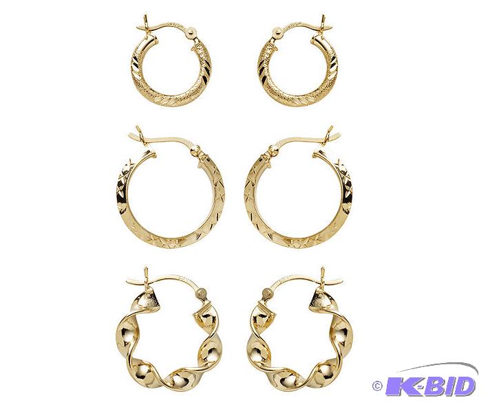 10 Pair Goldtone Hoop Earrings Set