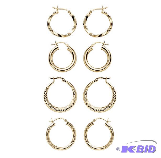 10 Pair Goldtone Hoop Earrings Set